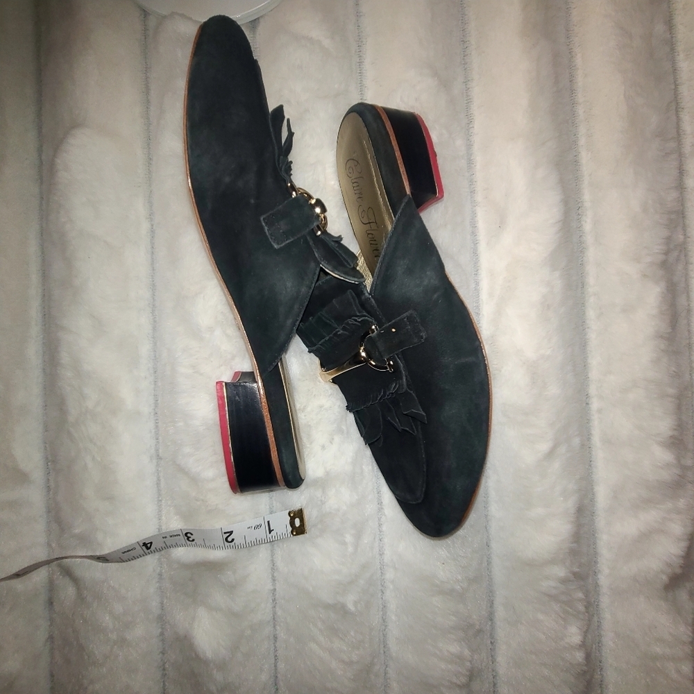 Gold and Black Mules with Metal Accent CLAIRE FLOWERS Jayme in Black Leather - Picture 5 of 8